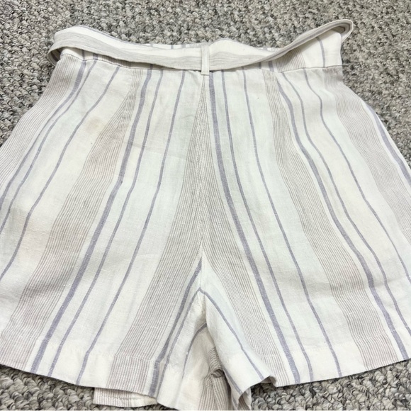 Aritzia Wilfred Gelas 100% linen striped belted paper bag shorts 2 - Picture 3 of 11